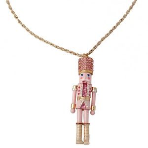 NEW Betsey Johnson Pink Nutcracker Rhinestone Necklace